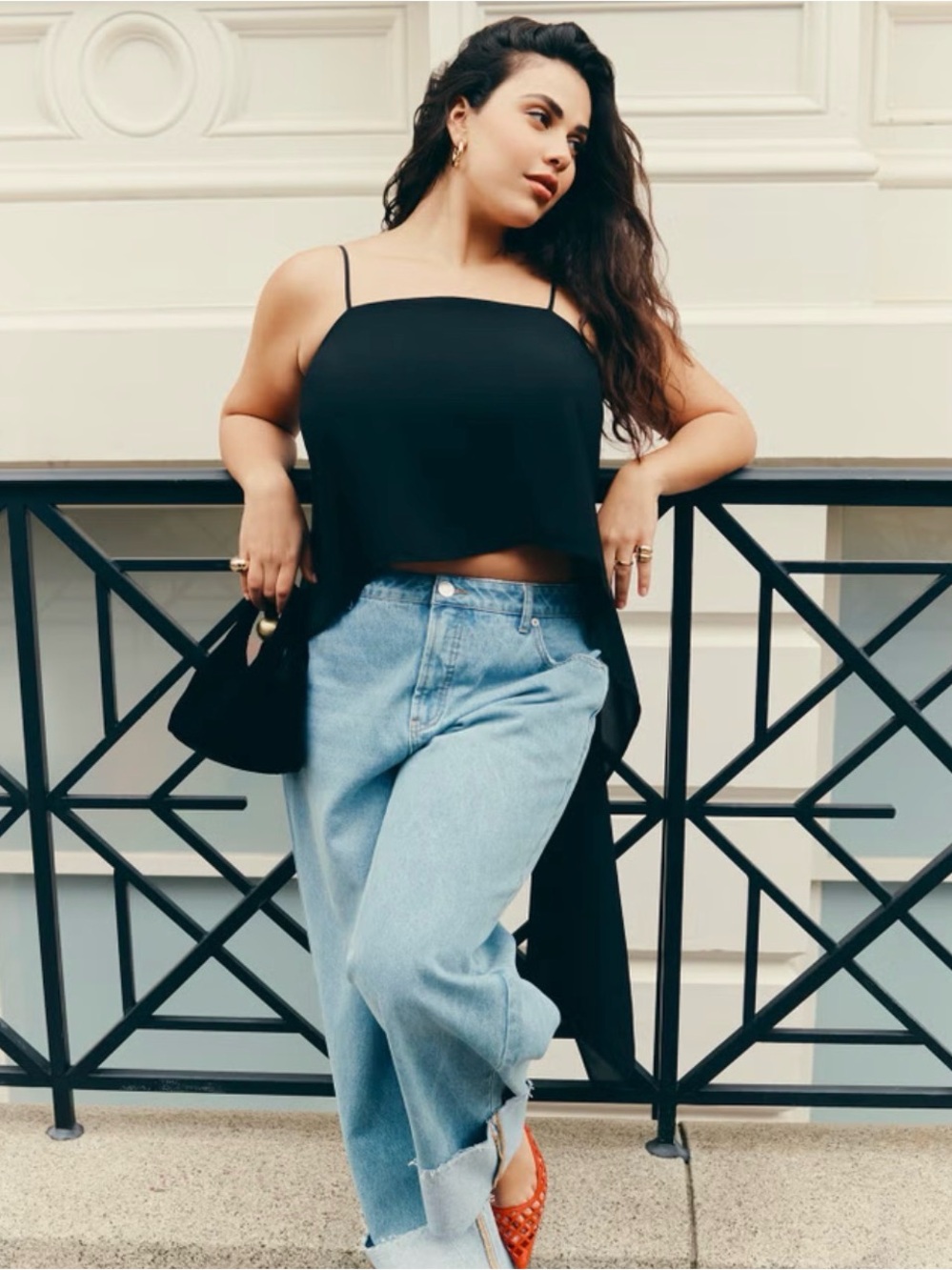 Wide-Leg Light Wash Tall Cuff Jeans - Picture 2 of 5